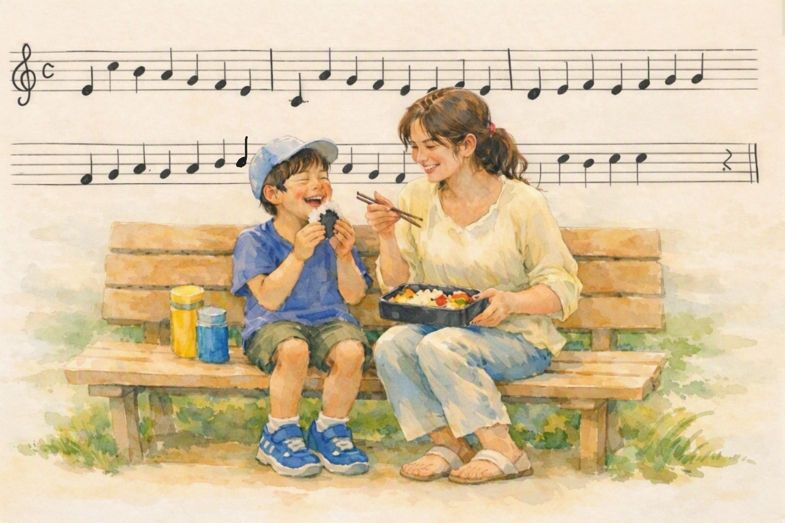 isami-Method 祈り 親子の温かな水彩画作品
